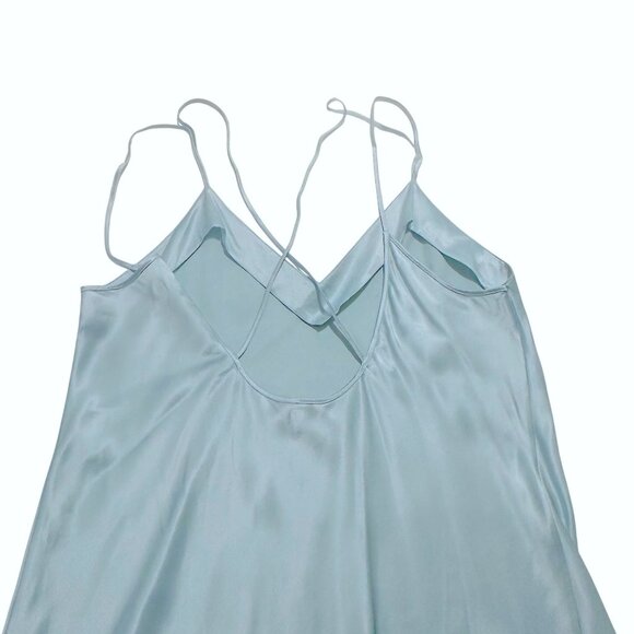 Vintage Vivine La Rinascente 100% Silk Slip Dress Light Blue Italy Size L - Picture 7 of 9